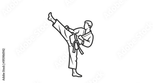 Karate Master Demonstrates a Powerful Front Kick Technique.