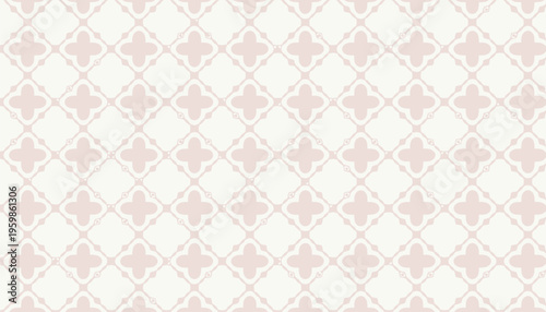 Pastel pink quatrefoil pattern with delicate repeating floral shapes for romantic wedding invitations and feminine product packaging design soft backdrop