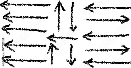 Hand drawn arrows in all directions unique illustration