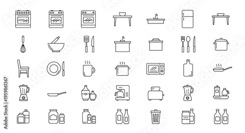 Kitchen Appliances and Utensils - A Hand-Drawn Sketch Collection.