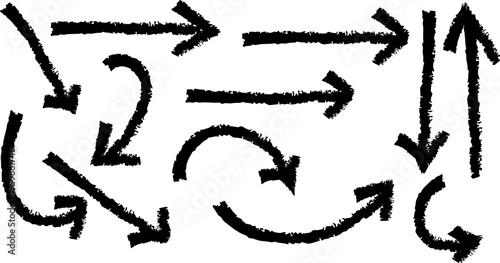 Hand drawn arrows in a chaotic pattern abstract illustration