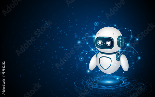 Wallpaper Mural Artificial intelligence robot. Modern technology. Intelligent assistant robot of the future world. Chatbot mascot on a blue background. Torontodigital.ca