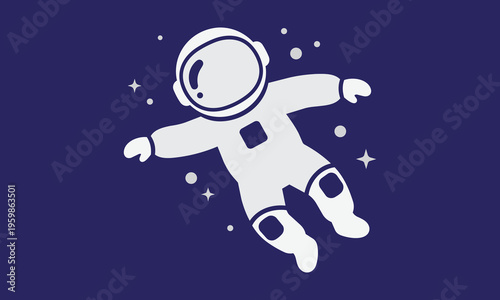 Cute Astronaut Floating in Space Vector Illustration. Adorable Cartoon Cosmonaut Character Exploring Universe with Stars.