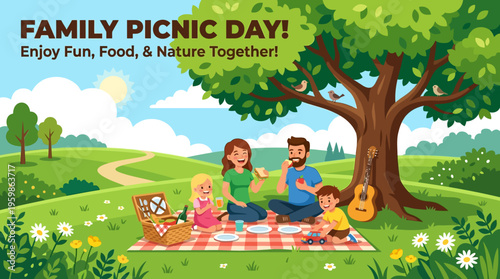 Family Enjoying Picnic Day Outdoors
