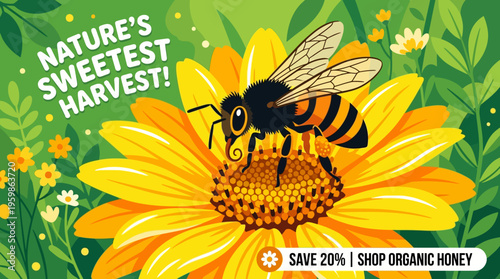 Bee Collecting Pollen From a Blooming Flower in Nature