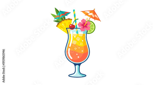 Tropical Cocktail with Pineapple and Cherry.