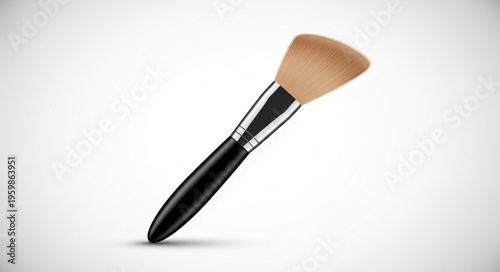 Makeup Brush with Black Handle and Soft Bristles for Cosmetic Application.