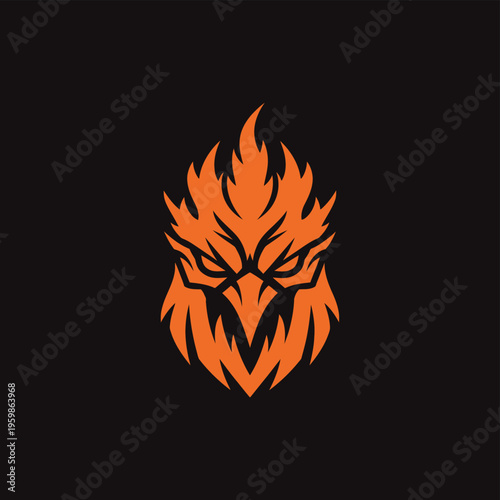 Fiery Phoenix Head Logo Design.