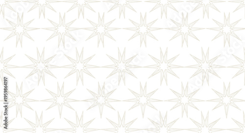 Seamless pattern with delicate lines forming abstract stars or floral shapes on a pristine white background elegant design for textiles and wallpapers