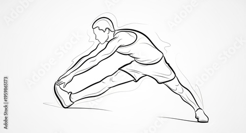 Man Stretching Leg Muscles in Athletic Attire Illustration.