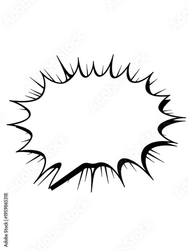 Exploding Starburst Text Box Animation: Comic Style Blank Speech Bubble on White Background