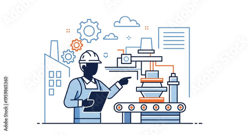 Manufacturing Process Oversight - Engineer Inspecting Production Line.