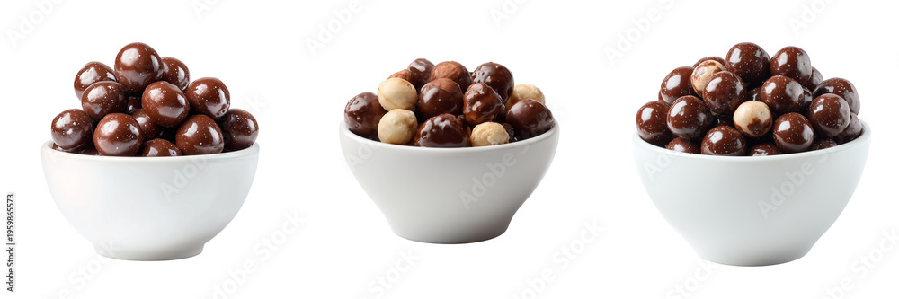 Obraz premium Set of Pile of classic malted milk balls on transparent png background. Ai generated