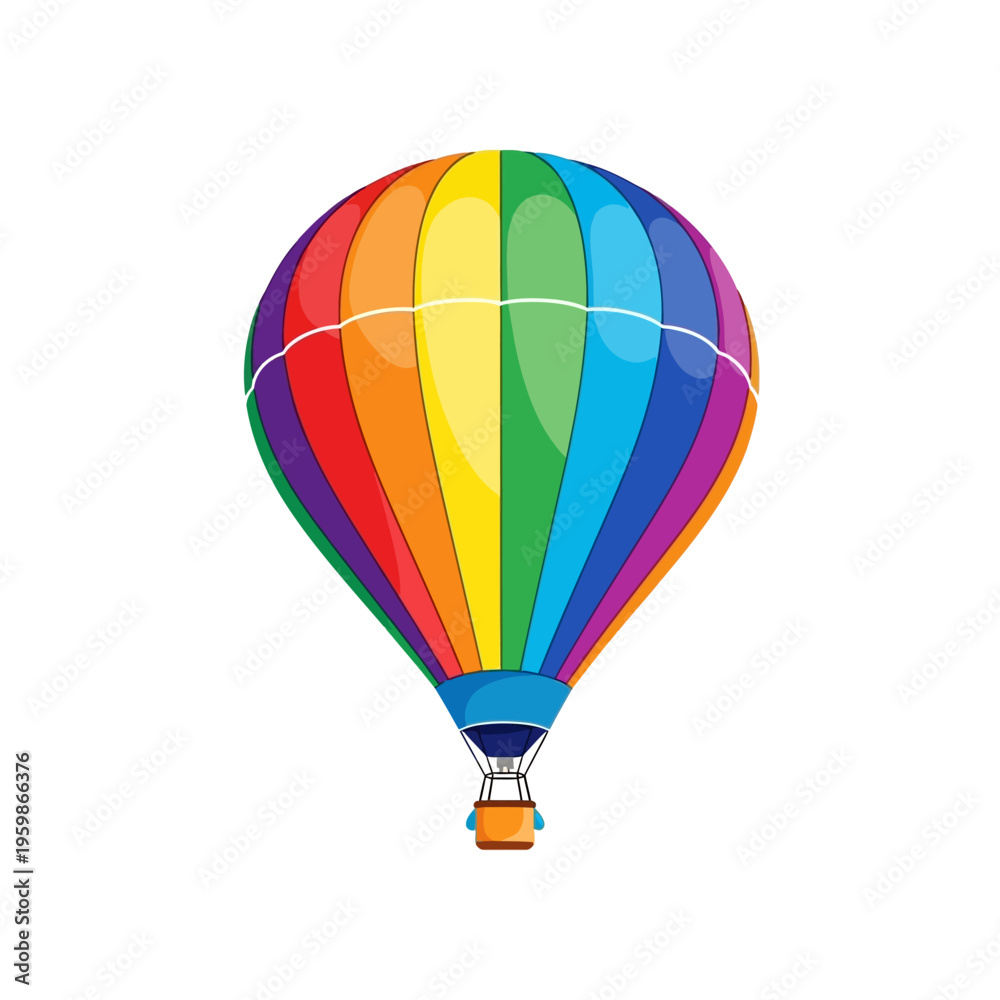 Fototapeta premium Vibrant Rainbow Hot Air Balloon Illustration.