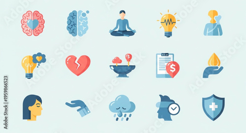 Mental Health and Well-being Icons - A Comprehensive Collection.