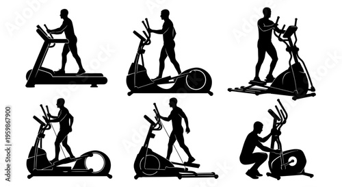 Silhouette Collection: Treadmill and Elliptical Machine Exercise Poses