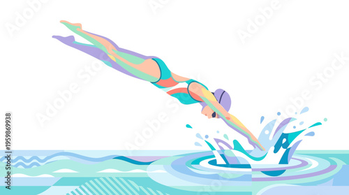 Woman diving into water with splash.