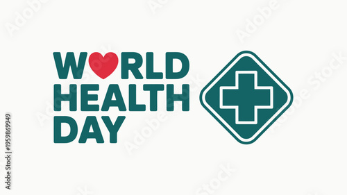World Health Day logo with heart and cross symbol