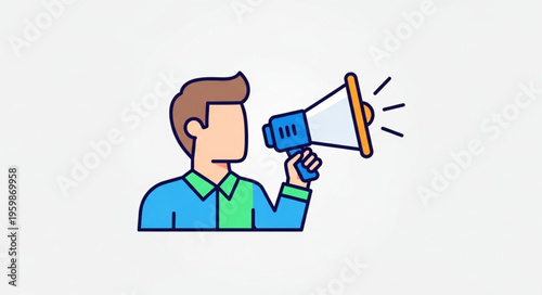 Person with Megaphone - Announcing, Promoting, and Communicating Loudly.
