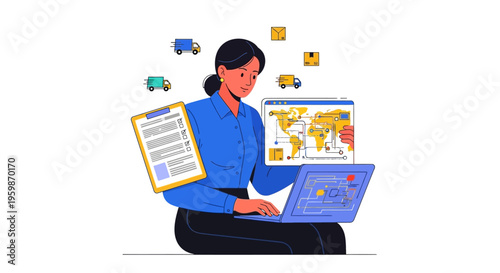 Woman managing global logistics and supply chain operations.