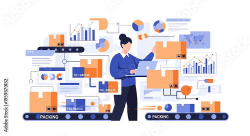 Woman managing logistics and supply chain operations with technology.