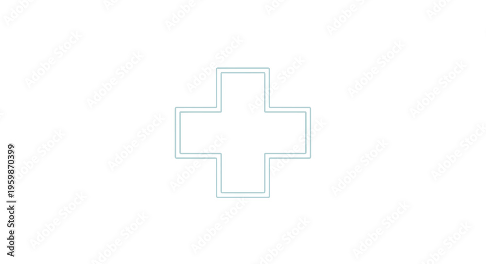 Fototapeta premium Green neon cross medical symbol.