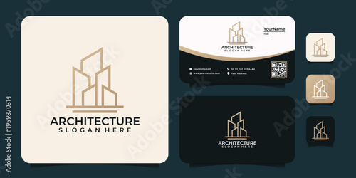 Monogram line architecture building unique logo finance property apartment