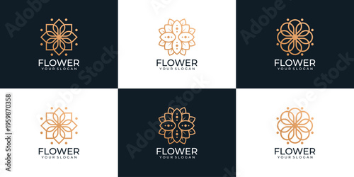 Beauty logotype collection with floral ornaments for spa