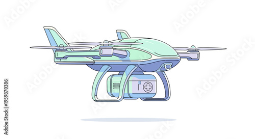 Drone with camera equipment attached underneath.