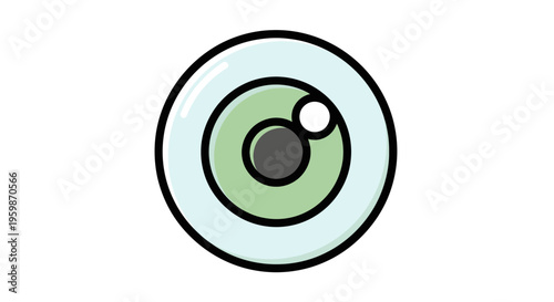 Green eye with black pupil circle.