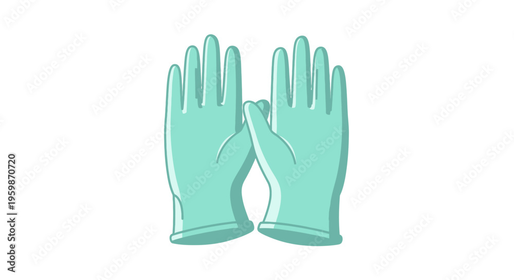 Obraz premium Teal rubber protective work gloves.