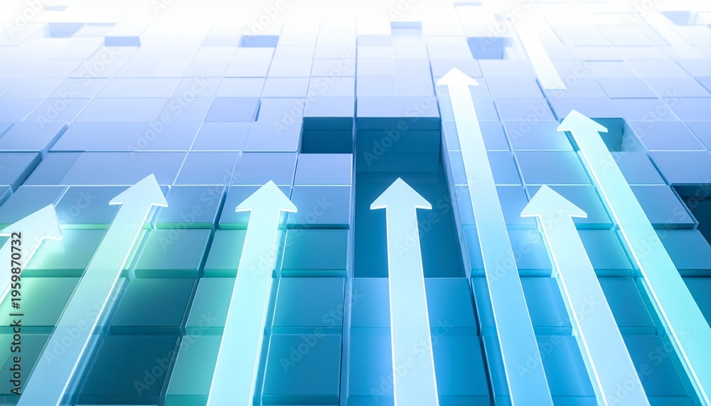 Fototapeta premium Arrows rising upward to represent business growth. A graphical representation of positive direction