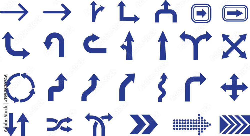 Fototapeta premium Blue Navigation & Directional Arrows Set