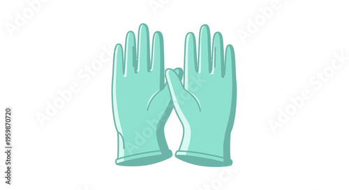 Teal rubber protective work gloves.
