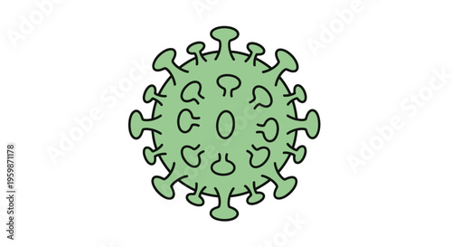 Green Coronavirus Virus Particle Illustration.