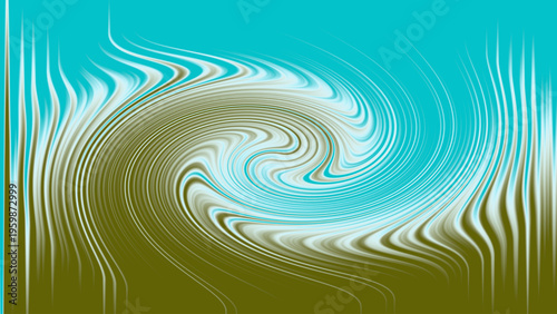 Abstract optical illusion background with turquoise olive gradient swirling vortex lines, dynamic motion, and vibrant geometric decorative layout