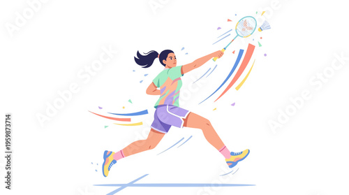 Young woman athlete in mid-stride during a tennis match.