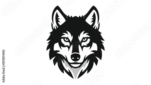 Wolf head mascot logo stencil with Black And White