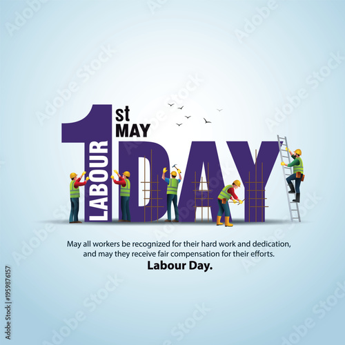 happy Labour day or international workers day vector illustration. labor day and may day celebration design.