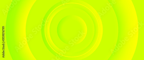 Abstract Vibrant Lime Green and Yellow Gradient Background with 3D Layered Concentric Circles and Soft Shadows, Modern Bright Geometric Backdrop for Summer Banners and Web Design