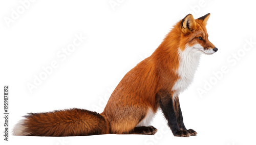 Obraz na plátně Beautiful red fox sitting calmly with stunning fur texture and alert expression