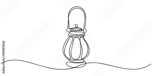 Fanoos Lantern continuous one line drawing, Arabic lantern, Fanous, Fanoos, the light of the world one line art. Continuous line drawing of online Muslims, Islam, traditions, clothing, folk, oriental.