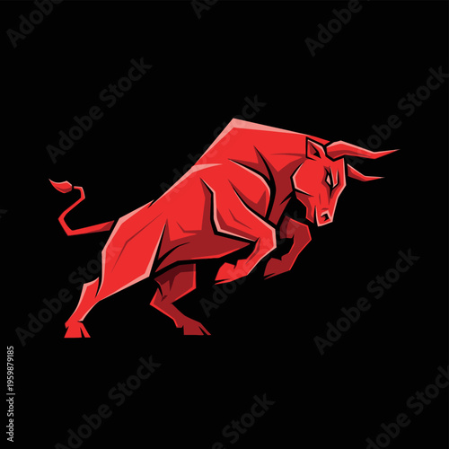 Dynamic Red Bull Illustration on a Dark Background.