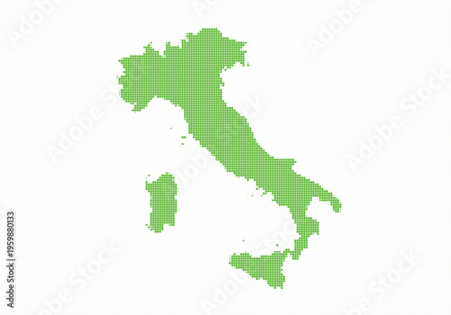 Pixelated green map of italy on for geography concepts