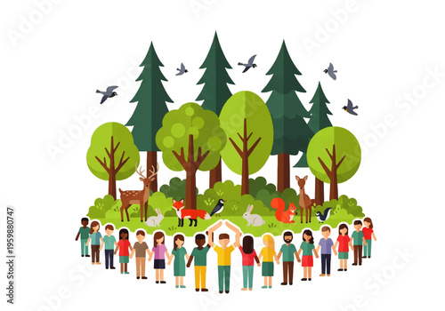 Diverse group of people standing together.