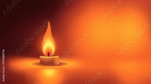 isolated candle flame with warm glow and smooth gradient transitions