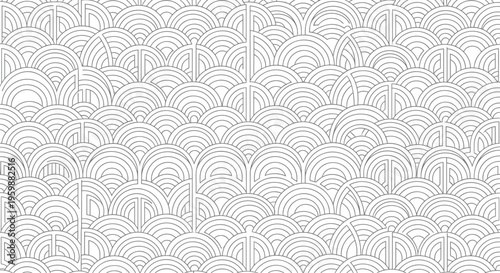Repeating semicircle arc geometric pattern, vector illustration with concentric layered motifs for textiles, wallpapers, and decorative design