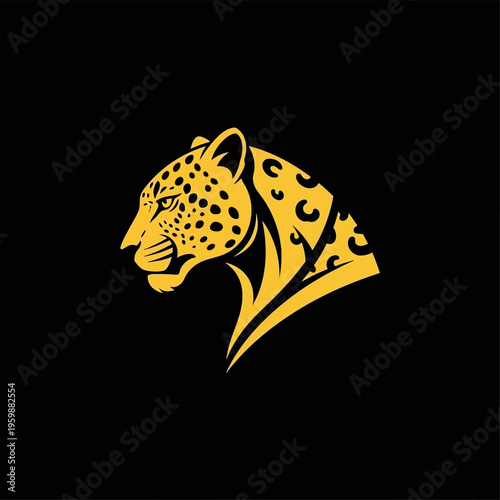 Majestic Leopard Head Profile Illustration.