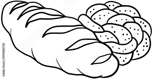 Artisan Bread Vector Outline Line Art Drawing