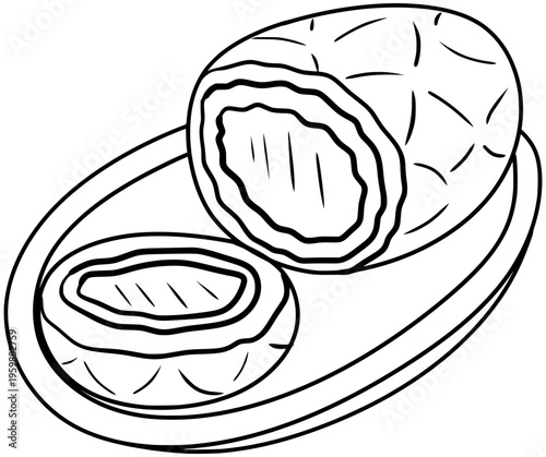 Beef Wellington Vector Outline Line Art Drawing